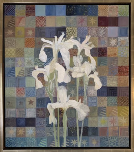White Iris with stars .stairs and diamonds